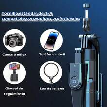 EMAGIE Cell Phone Tripod - 215 Extendable Cell Phone Stabilizer Tripod With Detachable Wireless Controller Selfie Stick Compatible With Camera Fill Light - 1 - 查看 4
