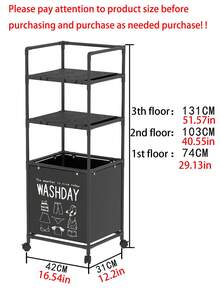 1 件装多层浴室收纳架，带旋转轮，可作洗衣篮、内衣裤收纳架、毛巾架、可移动洗衣机收纳篮，节省空间的多功能收纳盒，现代黑色设计，适用于浴室和卧室，易于组装的非布艺洗衣篮，浴室配件，浴室工具 - 彩色 - 查看 4