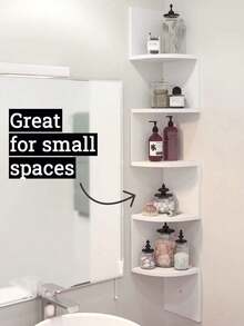 1pc Creative Wall Mounted Corner Shelf, 5-Tier Half-Circle Wall Rack, Wall Hanging Corner Bookshelf (Lighting Not Included) - White - View 7