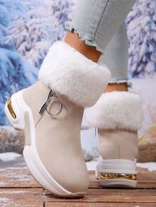 Botas de tobillo con forro térmico para mujer, botas deportivas casuales para otoño/invierno, nuevas botas de media pantorrilla con suela gruesa, botas versátiles y con estilo británico forradas y cálidas para mujer en invierno