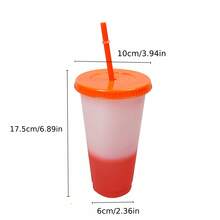 10/20/30 Pack Color Changing Plastic Cup With Lid And Straw, 24oz Iced Coffee Tea Smoothie Cup, Reusable Large Cup, Suitable Adults, Women, Party, Fit Parties, Halloween, Valentine's Day, New Year Surprise Parties, Birthday Party Supplies - 加冰水變色杯 - 查看 8
