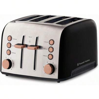 RHT94COP Brooklyn Toaster 4 Slice Extra Wide Toasting Slots HighLift Copper