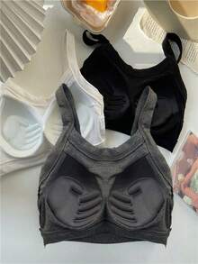 3入組女式內衣帶填充的背心上衣,純色性感背心,夏季時尚 - 彩色 - 查看 4