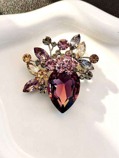 1 Piece European-American Fashionable New Crystal-Set Rhinestone High-End Corsage Accessory For Women With Luxurious And Grand Style Flower Brooch. Christmas Gift