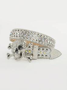 1 件男女通用时尚街头嘻哈风格水钻骷髅镶嵌项圈，音乐节派对配饰 - 彩色 - 查看 24