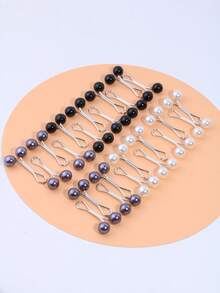 12pcs Women Brooch, Scarf Clips, Shawl Pins, Scarf Clips, Scarf Pins, Pearl Brooch, For Sweater - 12 PCS White - View 8