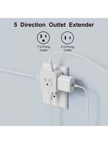 Wall Power Strip Extender With Plug, Multiple Socket Extender With 5 AC Outlets, Small Power Strip Splitter For Travel, Home, Office, Dorm - US A Type Plug(110-127V) - View 3