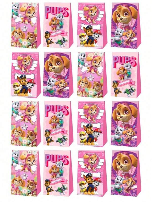Paw Patrol 12 Piezas Bolsas de regalo con temática de Paw Patrol, decoraciones para fiestas de cumpleaños, bolsas de embalaje de regalos, bolsas de papel, adecuadas para cumpleaños, Halloween, Navidad y Año Nuevo, también una opción perfecta para el embalaje de regalos de muñecas en el Día de Acción de Gracias