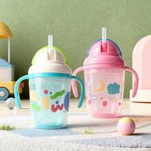 1 cốc uống nước có ống hút 200ml, cốc uống nước có ống hút bằng silicon, thân cốc hai lớp có thể tháo rời, hai tay cầm, chống trượt và chống sốc. - Nhiều màu - Xem 5