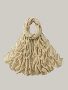 1 pieza Hiyab de viscosa modal sólido, pañuelo ligero y transpirable de moda, con acabado de puntada doble, artesanía refinada, pañuelo para mujer, adecuado para todas las estaciones