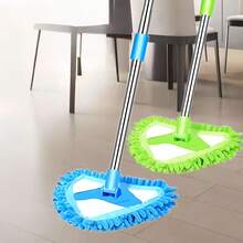 Mocio telescopico per pulizia di soffitti e pareti, mocio triangolare regolabile con tamponi lavabili in microfibra di chenille, spolveratore per pavimenti multi-superficie per spazi ristretti, piastrelle, vetro, auto, articoli essenziali per la casa
