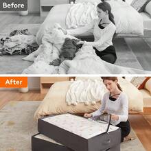 4 Pack 95L Under Bed Storage Bins, Foldable Closet Organizers And Storage Containers, Underbed Storage Bags With Reinforced Handle Blanket, Clothing, Comforter, Sheets, Wrapping Paper,