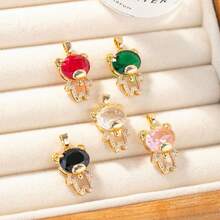 3pcs Cute Copper Rhinestone Bear Pendant, Suitable For DIY Necklace, Bracelet, Earring, Keychain Jewelry Making