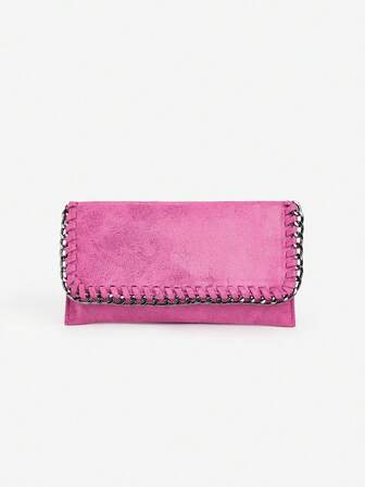 Nueva cartera larga minimalista de estilo punk rock con hebilla magnética de solapa, múltiples ranuras para tarjetas y compartimentos, correa de cadena elegante para mujer, monedero, cartera de mano, cartera de mujer, estilo Y2K