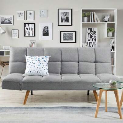 Shally Dogan Divano Letto Apertura Click Clack con Rivestimento in Tessuto, Divanoletto 2 in 1 Sistema Clic Clac, Struttura Ergonomica e Braccioli Regolabili, Design Moderno per Soggiorno