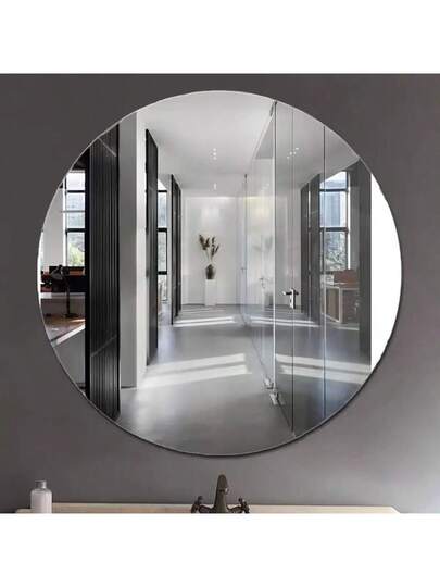 Acrylic Round Wand Spiegel Frameless Plastic Mirror, Easy Self Adhesive Installation Moderne Aesthetic Home Living Room No Drilling Required Non Electric Makeup