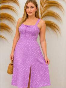 Women's Loose Dress With Slit Summer  2026 - 紫羅蘭色 - 查看 1
