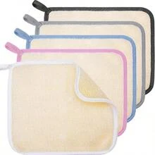5 Pieces Exfoliating Face and Body Wash Cloths Towel Weave Bath Cloth Exfoliating Scrub Cloth Massage Bath Cloth Women and Men Green, 10.63x 9.05 Inch - Blanco, rosa, azul, gris, borde negro + 10,63 x 9,05 pulgadas - Ver 2