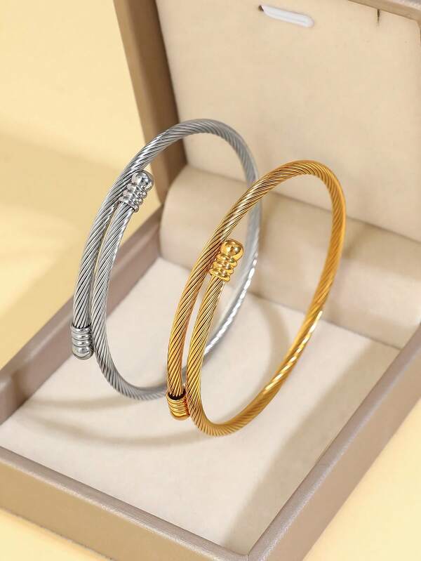 1/3pcs Minimalist Business Style Metal Braided Bracelet, Men's Titanium Steel Wristband, Suitable For Daily Wear / Party Decoration, Won't Fade Easily