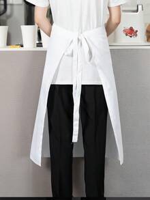 Half-Length Cotton Apron, Breathable, Durable, Anti-Stain, Anti-Pilling, Suitable For Nail Salons, Schools, Bakeries, Cafes, Barbershops, Restaurants, Art & Painting, Unisex Design, Sturdy And Durable - White - View 4