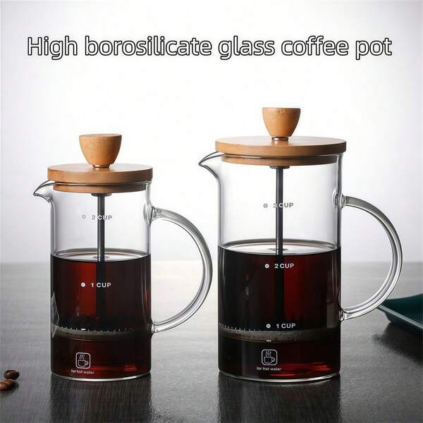 1pc High Borosilicate Glass French Press Coffee Maker, Glass Coffee Filter, French Press Pot, Home Drip Coffee Maker