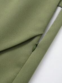 Women's Fashion Casual Solid Asymmtrical Wrap Shorts Skirts, Minimalist And Fashionable Skirt Pants Summer - Moss Green - View 5