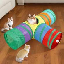 Cat Tunnel Tent Outdoor Rainbow Cat Fence Amusement Park, Indoor Cat Outdoor House, Including Portable Tent, Circular Cat Fence Tunnel Cat House, Suitable For Cats, Kittens And Small Animals, Including Storage Bags - Multicolor - View 7