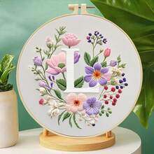 26 Alphabet Floral Cross Stitch Kit - DIY Materials (Including Embroidery Frame, Needles, Threads, Printed Fabric) With Instructions, 11CT Grid 29*29cm Decorative Painting, Home Gift, Beginner Embroidery - Multicolor - View 31