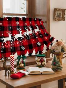 1 pieza Cortina decorativa de alta gama con patrón de elementos navideños y bola de Navidad, universal para todas las estaciones, para uso en exteriores, cenador, dormitorio, cocina, oficina, estudio, sala de estar - Cortina de pantalla de ventana semi opaca (peso de tela 100g)