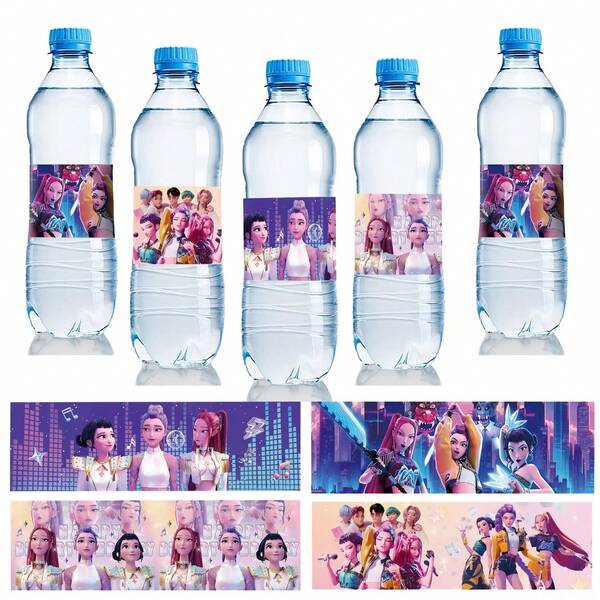 10PCS Kpop Bottle Label Birthday Decoration Party Supplies Waterproof Stickers For Boys Girls Baby Shower Kids Party Supplie Christmas Stocking Fillers,Christmas Gifts,Christmas,Christmas Decorations Random Style