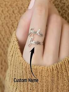 Customized Name Rings, Open-End Rings, DIY Stainless Steel Jewelry, Fashion Accessories, Mother's Day, Valentine's Day,12 Styles To Choose From - Multicolor - View 4