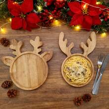 1PC Cute Deer Shaped Wooden Serving Tray, Nordic Style Fruit Nut Plate For Home Kitchen Party, Cross - Border Tableware
