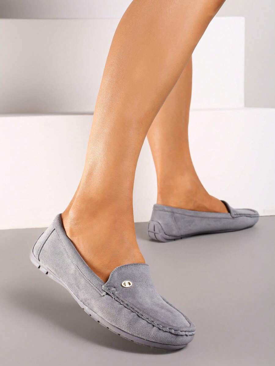 Weiche Wildleder Loafer Damen Lässig Frühling/Herbst - Grau - Übersicht 1