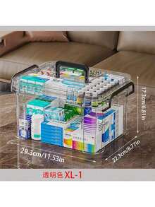加大防水双层药品收纳盒-透明多层收纳盒，非常适合家庭和卧室急救用品，旅行，储物盒，药品储存，应急用品。仅售收纳盒（不含药品） - 多色 - 查看 11