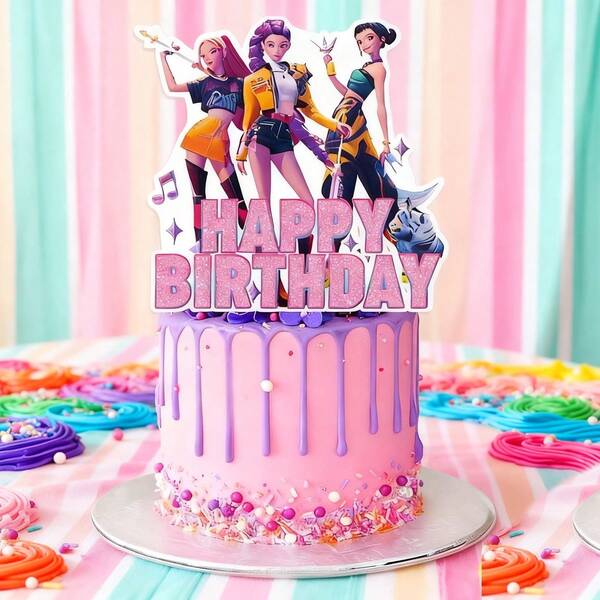 1 pezzo/13 pezzi Decorazione per torta a tema compleanno anime K-Pop Devil Hunter - Decorazione personaggicartoni animation carino Buon compleanno