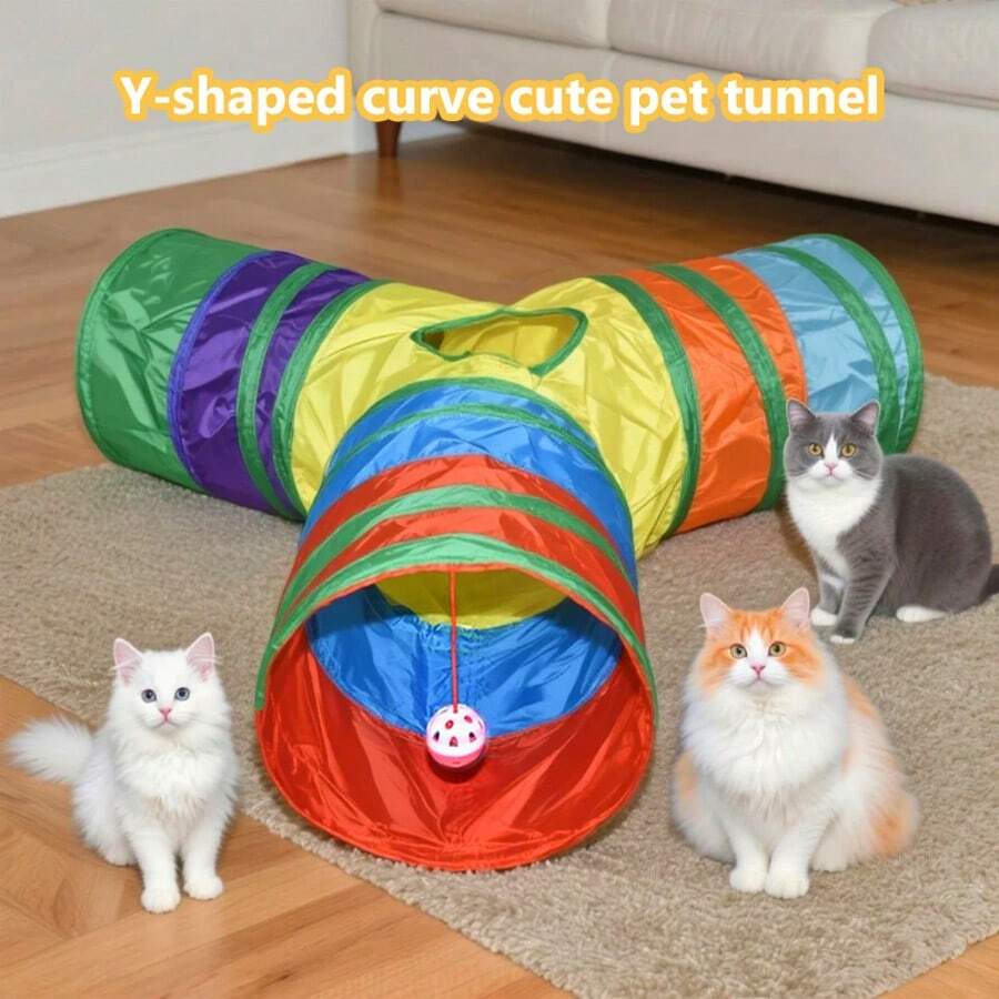 Cat Tunnel Tent Outdoor Rainbow Cat Fence Amusement Park, Indoor Cat Outdoor House, Including Portable Tent, Circular Cat Fence Tunnel Cat House, Suitable For Cats, Kittens And Small Animals, Including Storage Bags