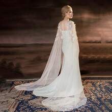 زوج من الأكتاف المزينة بالأزهار ثلاثية الأبعاد والخرز الصناعي، إكسسوار فستان الزفاف الأوروبي والأمريكي الطويل إلى الأرض، مصنوع يدويًا