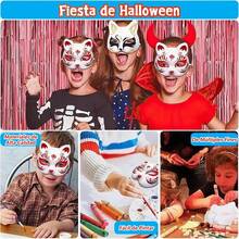 10áscaras Therian de Color Blanco,áscara de Gato Therian,áscara de Halloween para Niños y Adultos,áscara en Blanco para, Haceráscaras, Halloween, Cosplay, Regalos - 1 - Ver 7