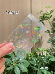 50/100pcs Transparent Holographic Iridescent Jewelry Bags, Jewelry Protection Bags Heart Gradient Transparent OPP Bags, Shiny Card Film, Colorful Photochromic Photo Card Protector - Multicolor - View 20