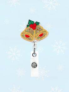 1Pc Cute Cartoon Christmas Acrylic Christmas Tree, Santa Claus, Snowman, Bell, Christmas Stocking, Gingerbread Man Pattern Element Telescopic Buckle Accessory Fashion Decoration, Suitable For Card Holders, Work ID Cards, ID Cards, Student Cards, Access Cards, Keychains, Backpack Decoration