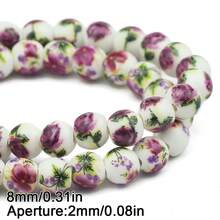 6/8/10mm Floral Patterned Ceramic Beads Mix, Round Loose Spacer Beads For Jewelry Making DIY Bracelets Necklaces