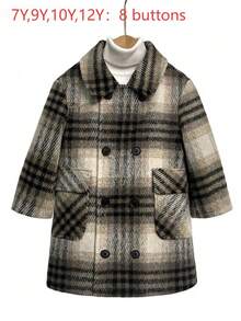Nuevo abrigo casual de otoño/invierno para niños, abrigo a media pierna a cuadros para niños