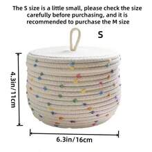 Boho Style Woven Storage Basket With Lid, Christmas Decor Desktop Organizer Bin, Suitable For Living Room, Bedroom, Study, Bedside, Storage For Remote Control, Cosmetics, Keys, Stationery, And Various Small Items - Multicolor - View 12