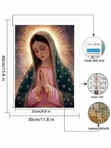 1 Bộ Tranh Đính Kim Cương Không Khung, Họa Tiết Nguyên Bản, Kích Thước 30*40cm/11.8*15.8 Inch, Kim Cương Tròn 5D, Thích Hợp Làm Tranh Khảm Trang Trí Tường, Quà Tặng Thủ Công Tự Làm Lý Tưởng - Nhiều màu - Xem 5