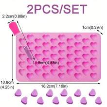 [DIY 蜡烛模具] 2 件心形硅胶蜡烛模具，带刻度设计 | 55 腔 DIY 蜡熔液滴管托盘，塑料吸管 - 适用于树脂香薰蜡烛制作套件、手工艺品礼物、情人节、感恩节、婚礼装饰 - 1 個模具和 1 個滴管 - 查看 7