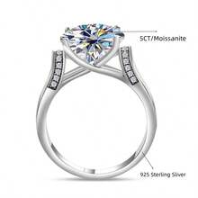 1pc 925 Sterling Silver 5 Carat Moissanite Ring, Jewelry Wedding Ring Suitable For Daily Wear, Comes With GRA Certificate And Gift Box