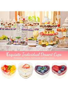10pcs 5oz Heart-Shaped Dessert Cups, Suitable For Holding Tiramisu, Clear Plastic Pies, Round Appetizers, Fruits, Puddings, Mousses, Ice Creams, Etc. Applicable For Birthday, Party, Wedding, Valentine's Day, New Year, Christmas And Other Occasions. - Multiple Colors/random Styles - View 10
