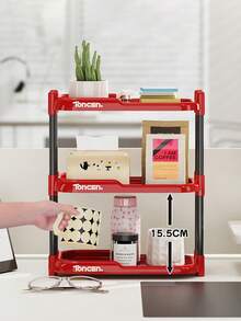 1pc Desktop Storage Rack, Large Capacity Organizer Shelf For Office, Home, Bedroom, Living Room, Kitchen, Multi-Layer Multi-Function