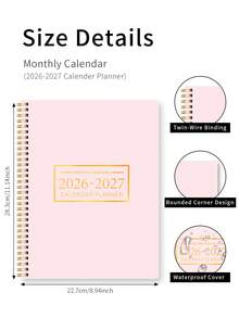 Trees 1本日历本，涵盖2026年1月至2027年12月，大号月度计划本，办公日程本，带月度网格和重要备注，非常适合用于预约、家庭活动、学校办公用品，也是完美的礼物之选。 - 粉紅色 - 查看 6