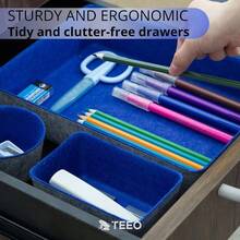 - Organizador de escritorio ajustable, accesorios de oficina, 9 compartimentos, azul real - Azul real - Ver 6